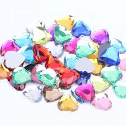Formato de coração 12mm 30 / 200pcs strass acrílico costas planas facetas planas muitas cores para decoração de arte em unhas faça você mesmo - Image 2
