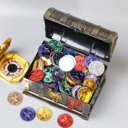 100 pçs plástico ouro tesouro moedas pirata moedas de ouro adereços brinquedos halloween decoração crianças festa aniversário adereços acessórios - Image 2