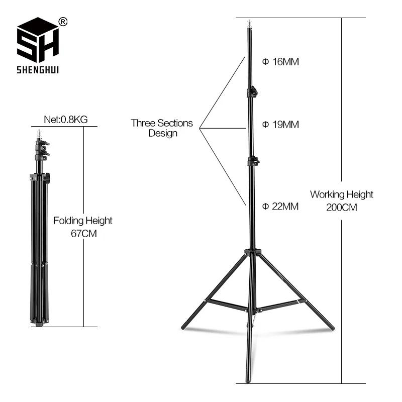 Tripé para fotografia de 200cm, suporte de luz com cabeça de parafuso 1/4, tripé ajustável para foto, anel de luz para telefone, estúdio fotográfico - Image 1