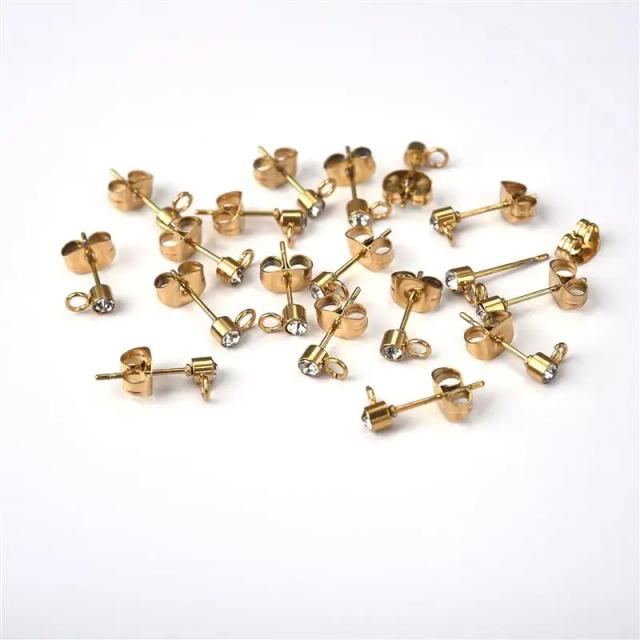 Descubra 20 Peças de Aço Inoxidável Dourado para Criar Brincos: Fechos de Tijolo e Ganchos em Várias Medidas