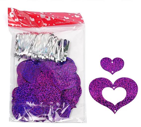 Pingente de Coração para Balões - Conjunto de 100 Acessórios Decorativos para Casamento com Fita de Chuva e Temática de Amor