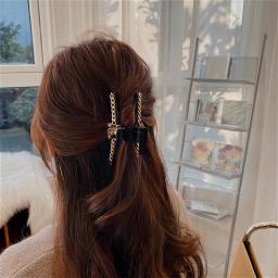 Garra de cabelo de urso de corrente de metal do vintage para mulheres artesanal estilo antigo retro coelhos dourados urso cabelo caranguejo acessórios de cabelo atacado - Image 4