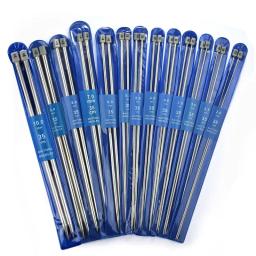 Agulhas de tricô retas de 35cm, em aço inoxidável, gancho de crochê faça você mesmo, ferramentas de tricô, tamanho 2-10mm, ferramentas de costura - Image 1