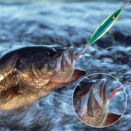 100 pçs/caixa elenco gabarito auxiliar gancho lento jigging isca baixo ganchos de pesca farpado gancho amarrando anzol com pena mar pesca gancho - Image 5