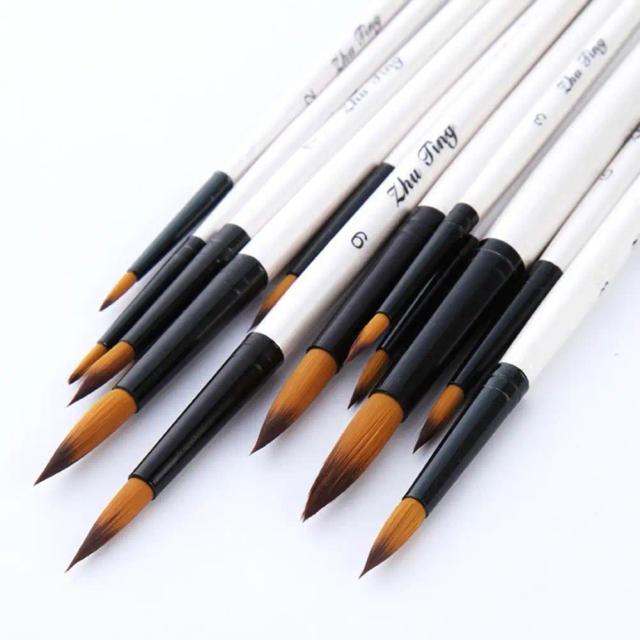 Conjunto de 12 Pincéis Artísticos para Aquarela, Acrílica e Óleo - Kit Completo para Arte e Artesanato