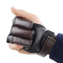 Caça tiro com arco composto 3 dedo luvas de proteção do couro mão luvas de proteção acessórios tiro com arco - Image 5