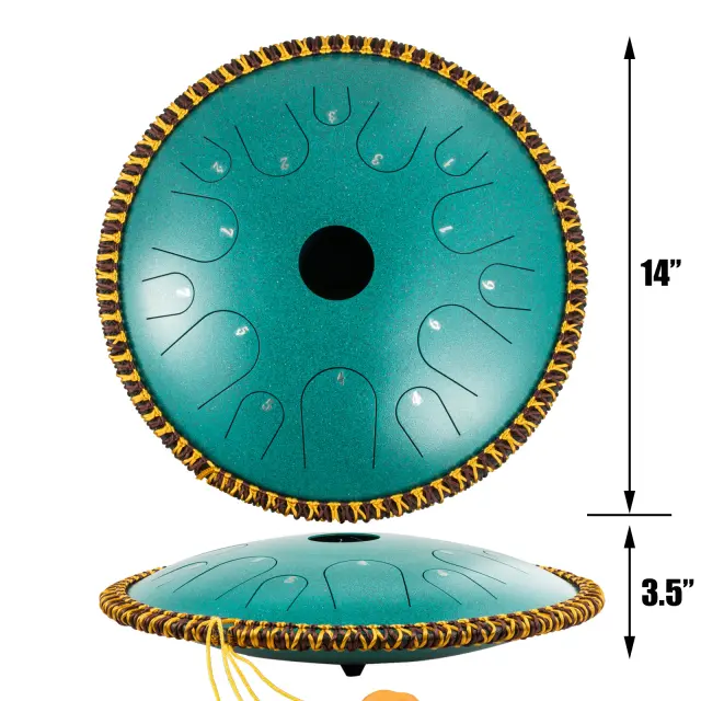 Tambor de Mão Vevor com Mala de Viagem - Instrumento de Percussão Tanque de Tambor em Dó Menor, 14 Tons, 36cm de Aço