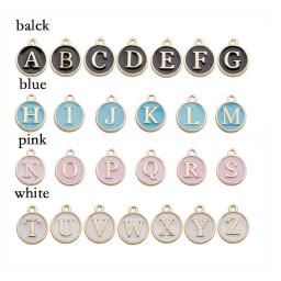 10pcs inicial letra do alfabeto dupla face esmalte pingentes encantos 12mm para fazer jóias pulseira artesanal artesanato - Image 1