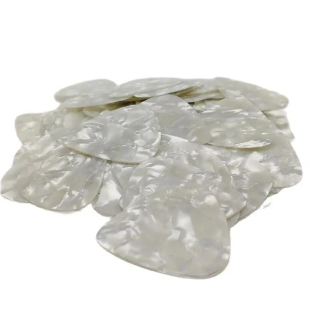 Pacote de 200 Palhetas de Guitarra Branco Pérola em Celulóide - 0,46mm, 0,71mm e 1,0mm
