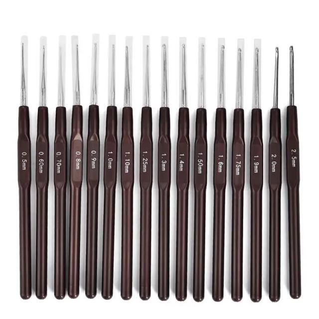Conjunto de Agulhas de Tricô com Alça de Plástico e Ganchos de Crochê - 8 Peças em Tamanhos de 2.5mm a 6mm