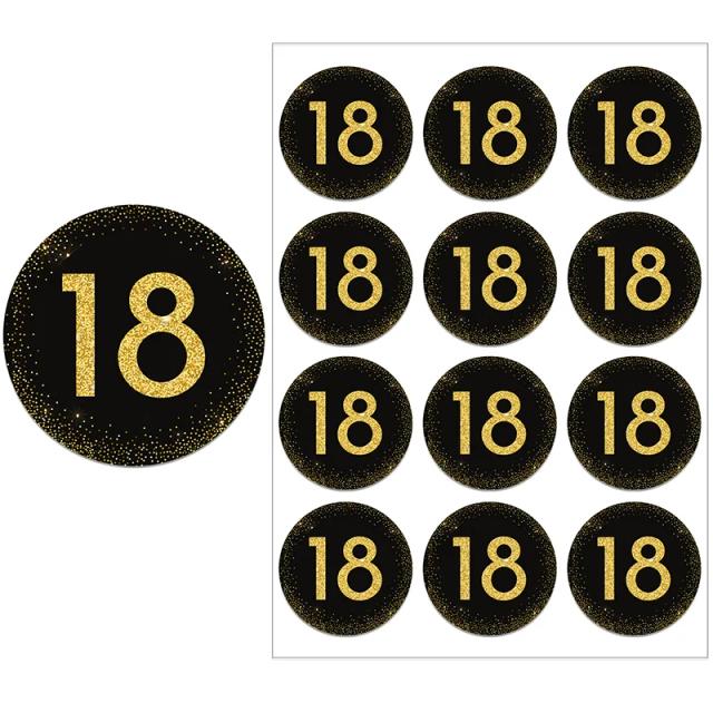 Selo Adesivo Dourado para Decoração de Festa de Aniversário - Rótulos Festivos para Crianças e Adultos, Incluindo 18 Anos