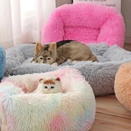 Cama longa quadrada de pelúcia, esteiras quentes para dormir, esteira de gato, cesta pequena média e grande, acessórios para animais - Image 2