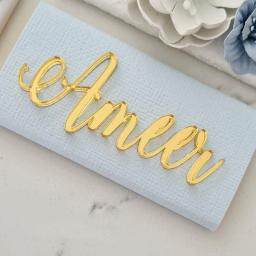 12 pçs mesmo personalizado corte a laser acrílico ouro espelho placas nome do bebê decorado chocolate batismo & batismo caixa banner - Image 4