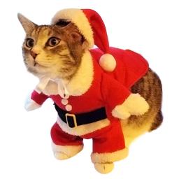 Roupas de gato de natal roupas de inverno para animais de estimação para gatos terno quente gato casacos jaqueta papai noel natal vestuário para animais de estimação 40 - Image 2