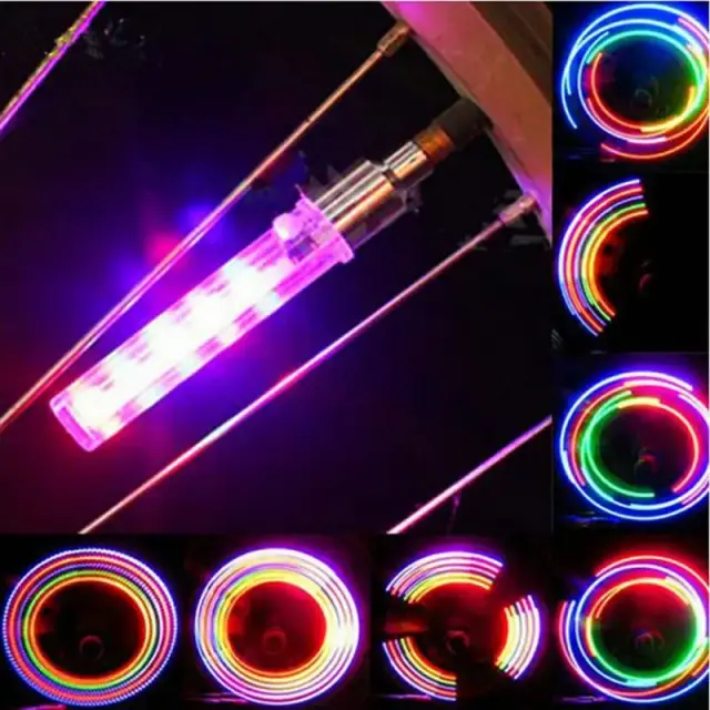 Tampas LED para Válvula de Bicicleta com 5 LED e 8 Modos - Conjunto com 2 Peças para Iluminação e Segurança durante o Ciclismo