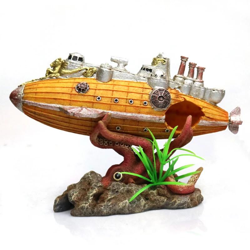Decoração para aquário, acessórios para tanque de peixes, ornamentos de resina, barco, aquário submerso, paisagismo, decoração de tanque de peixes, artesanato, suprimentos para animais de estimação - Image 1