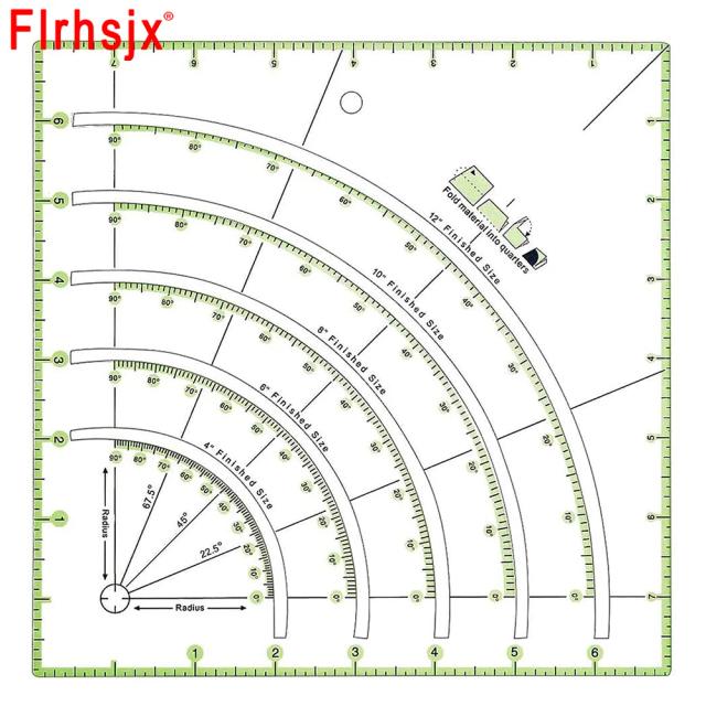 Régua Multifuncional 8"x8" para Corte de Retalhos, Arcos e Fãs - Ferramentas de Costura e Artesanato em Tecido Acolchoado