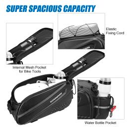 Lixada-Bicicleta Traseira Rack Bag, Refletivo, Impermeável, Ciclismo Bagagem, Tronco Da Bicicleta, Assento Traseiro, Saco De Armazenamento, Sacos De Ombro, 10L, 8L - Image 2
