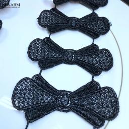 10 quintal 7cm laço preto laço fita de tecido poliéster luz solúvel em água decoração do laço flor costura guarnição diy acessórios do laço - Image 6