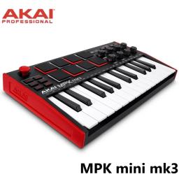 AKAI-Mini MPK Mini teclado com bateria retroiluminada Pads, USB, MK3, 25 Key, controlador de teclado, 8 botões, Piano produção musical - Image 1