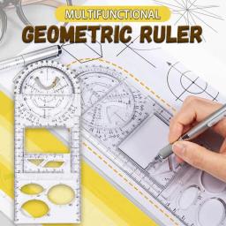 Régua geométrica multifuncional modelo de desenho geométrico ferramenta de medição para material de escritório escolar escola arquitetura de escritório - Image 1