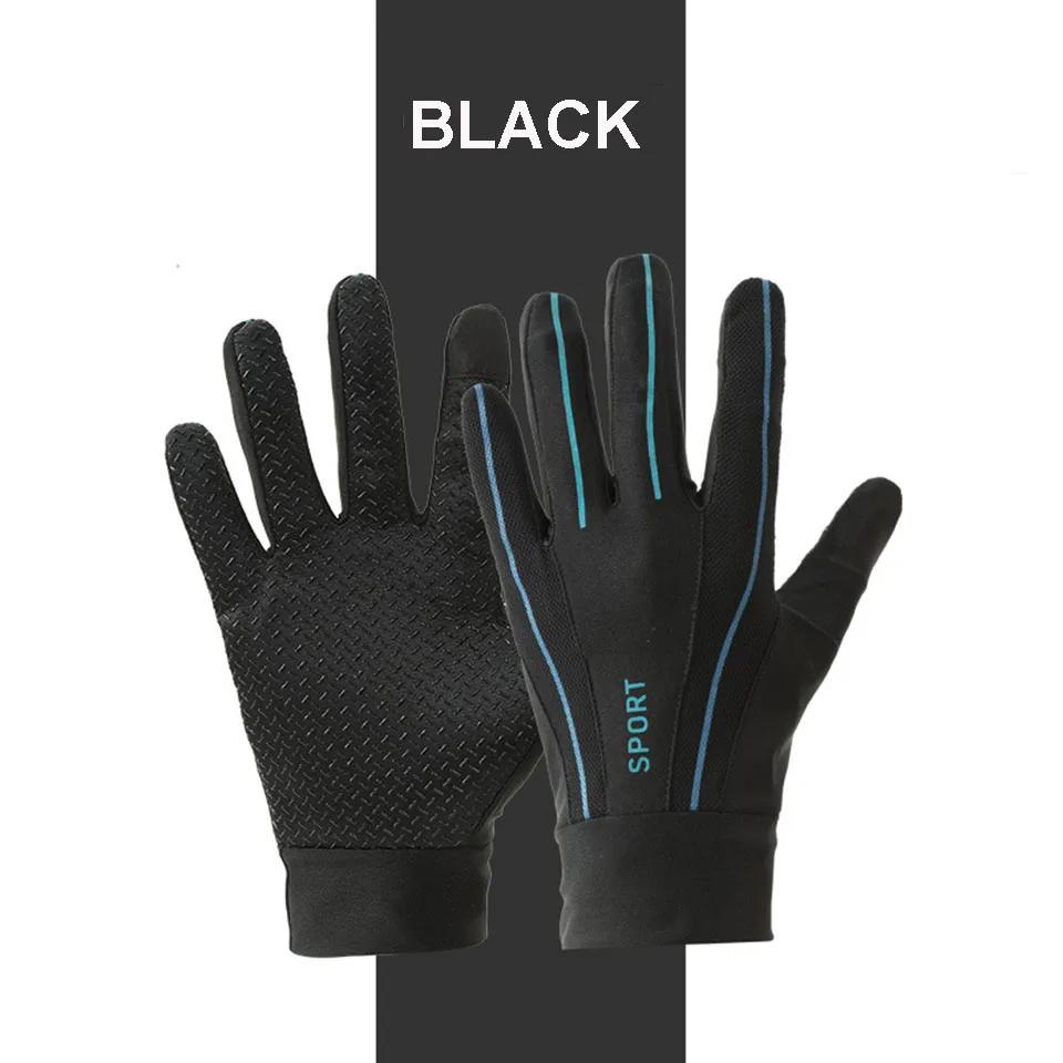 Luvas esportivas de seda de gelo para homens e mulheres, luva ao ar livre, ginásio quente, dedo inteiro, outono, primavera - Image 1