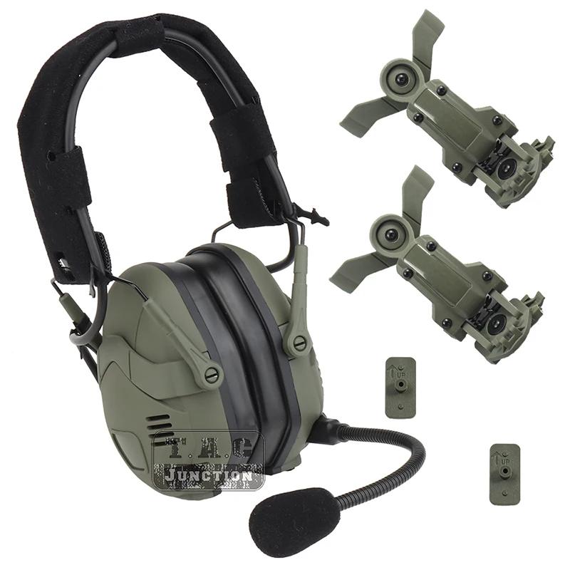 Tático militar redução de ruído comunicação fone ouvido conjunto bluetooth orelha muffs com capacete ferroviário montagem kit - Image 1