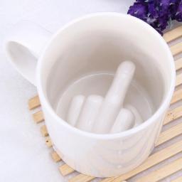 Novidade design criativo estilo dedo médio branco, novidade, mistura de café, leite, caneca engraçada de cerâmica, capacidade suficiente, copo de água - Image 1