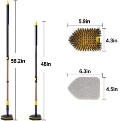 Escova de Limpeza do Piso com Pólo Telescópico Ajustável, Cerdas Stiff, Escovas, Tile Scrubber Tools, 2 em 1, 58,2 em - Image 6
