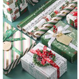Novo 6 pçs 50x76cm papel de embrulho de presente de natal rolo para o ano novo presente de natal envoltório de papel artesanato decoração de fita de presente - Image 5