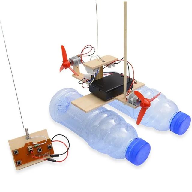 Modelo Navio de Vento Controle Remoto DIY Coleção Experimento Científico Madeira 210g