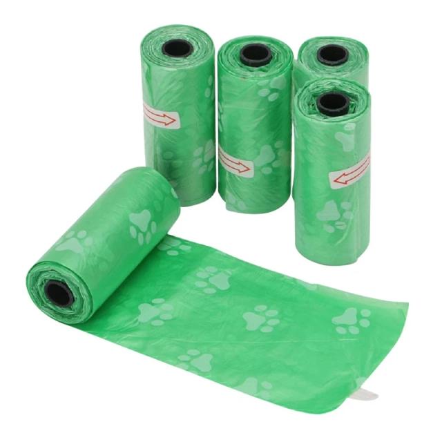 Sacos de Lixo Portáteis para Limpeza de Animais de Estimação - Conjunto com 5 Rolos de Sacos de Cocô para Uso ao Ar Livre