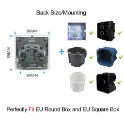 Regulador de intensidade de luz led 110-250v, 600w, painel de vidro cristal branco eu com controle de intensidade, 1 lâmpada led rotativa europeia, 600w com clipes garras - Image 6