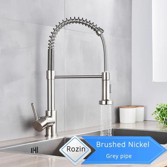 Torneira de Cozinha Flexível Preta Fosca com Bico Duplo e Pulverizador Pull Down para Água Quente e Fria
