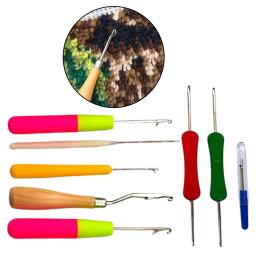 Kit de gancho de trava crochê curvo, 9 peças, agulha para fazer costura, ferramenta de tricô - Image 6