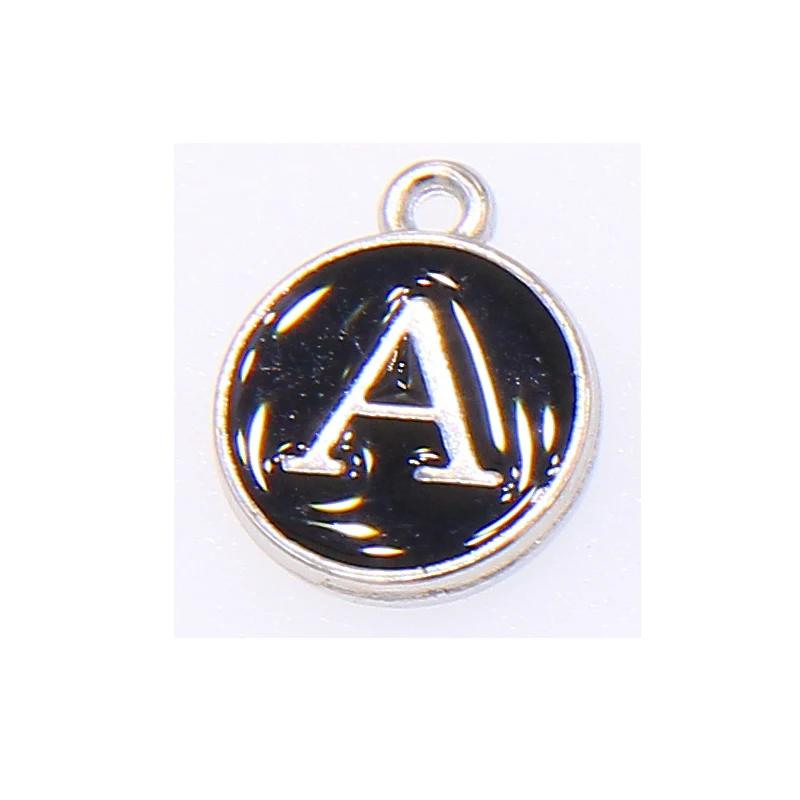 Encantos de Esmalte Dupla Face, Pingentes com Letras Alfabeto, Fabricação de Jóias, Artesanato Artesanal, Branco, K, Preto, 12x15mm, 10Pcs, 26Pcs - Image 1