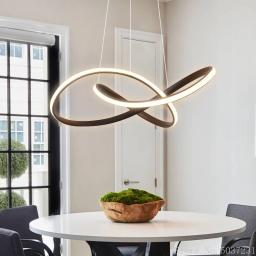 Curva simples e moderno luzes pingente de alumínio restaurante conduziu a lâmpada pendurada arte sala estar quarto estudo iluminação led lâmpadas nordic - Image 2