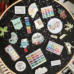 Exibição de pino de broche, placa de glitter para pendurar na parede, aro bordado - Image 5