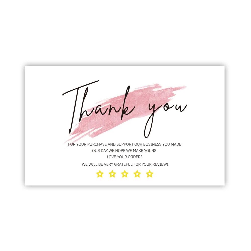 30 unidades/pacote obrigado rosa você cartão para apoiar a decoração do pacote de negócios "obrigado lindo" cartão de visita feito à mão com amor - Image 1