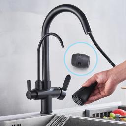 Torneiras De Cozinha De Purificação De Rozin, Retire A Torneira De Filtro De Água, Misturador De 3 Vias, Preto, Guindaste - Image 3
