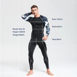 Rashguard masculino esportes compressão térmica roupa interior terno de fitness jogging conjunto roupas esportivas - Image 4
