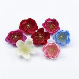 Flores decorativas do pulso da cereja da seda, presentes DIY, decoração do Natal para a HOME, flores artificiais para a noiva do casamento, caixa dos doces, 20 pcs - Image 3