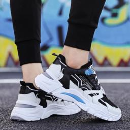 Grande tamanho chunky altura homem tênis mulher esporte sapatos homem tênis de corrida calçados esportivos masculinos para meninos preto azul branco tonificação D-753 - Image 2