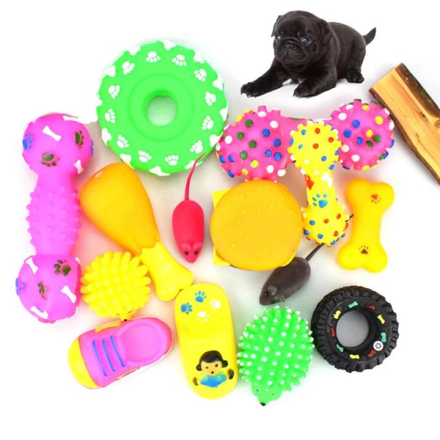 Bolas de Vinil Squeaky para Cães e Gatos - Diversão e Mastigação para Pets em 10 Pcs