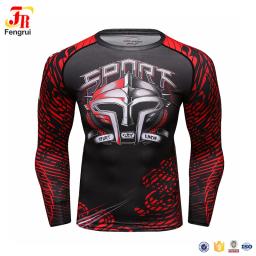 Personalizável Homem MMA Rashguard com Seu Logotipo, Camiseta Brasileira Kickboxing, Sublimação Camisa Longa De Compressão, Jiu Jitsu - Image 2
