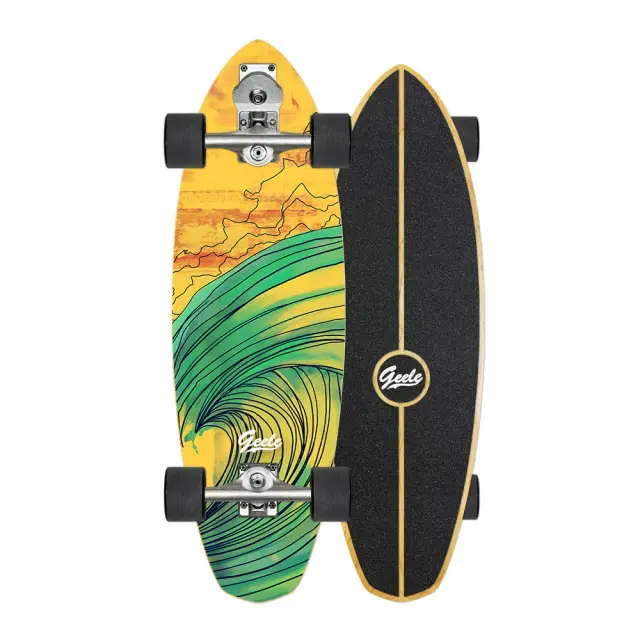 S7 Terra: Prancha de Surf e Skate Longboard para Iniciantes - Exercícios e Passeios na Rua com Grande Placa de Peixes