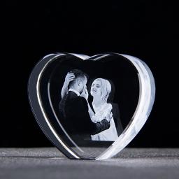 Moldura para foto de cristal com base de led, gravada a laser 3d, personalizada, para casais, lembrança de aniversário de casamento, dia dos namorados - Image 2