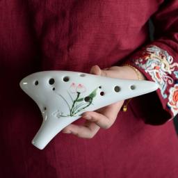 Ocarina de cerâmica para instrumentos musicais, clássica, 12 orifícios, em cerâmica, alto c, flauta de ocarina pintada - Image 5