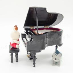 Odoria-Piano de cauda preto miniatura com tamborete, instrumento musical, caixa de música, acessórios Dollhouse, casa de bonecas - Image 5