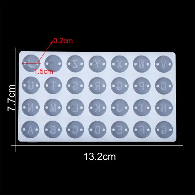 Molde de Silicone para Pingentes de Alfabeto em Discos Redondos - Ideal para Fazer Pulseiras, Jóias e Acessórios em Resina DIY
